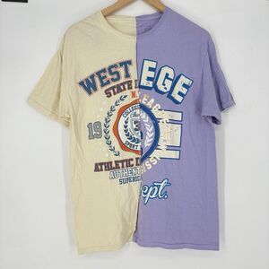 PACSUN Collegiate Split Graphic T-Shirt Men’s Medium Purple‎ Cream Size Medium